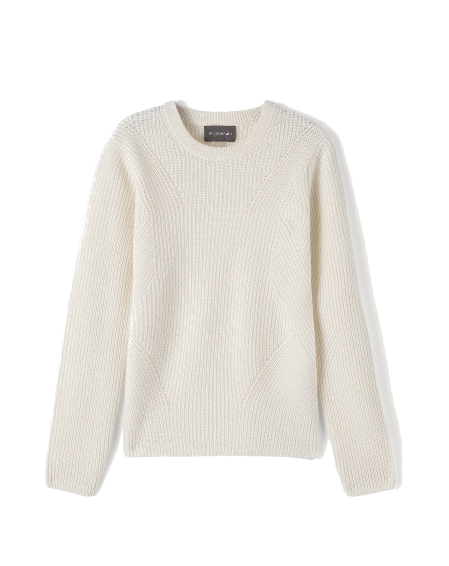 Cashmere ribbed crew neck jumper - Natural