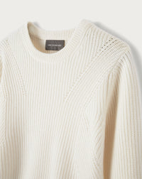 Cashmere ribbed crew neck jumper - Natural