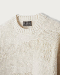 Pull ras de cou ample Nuages texturé en cachemire - Naturel
