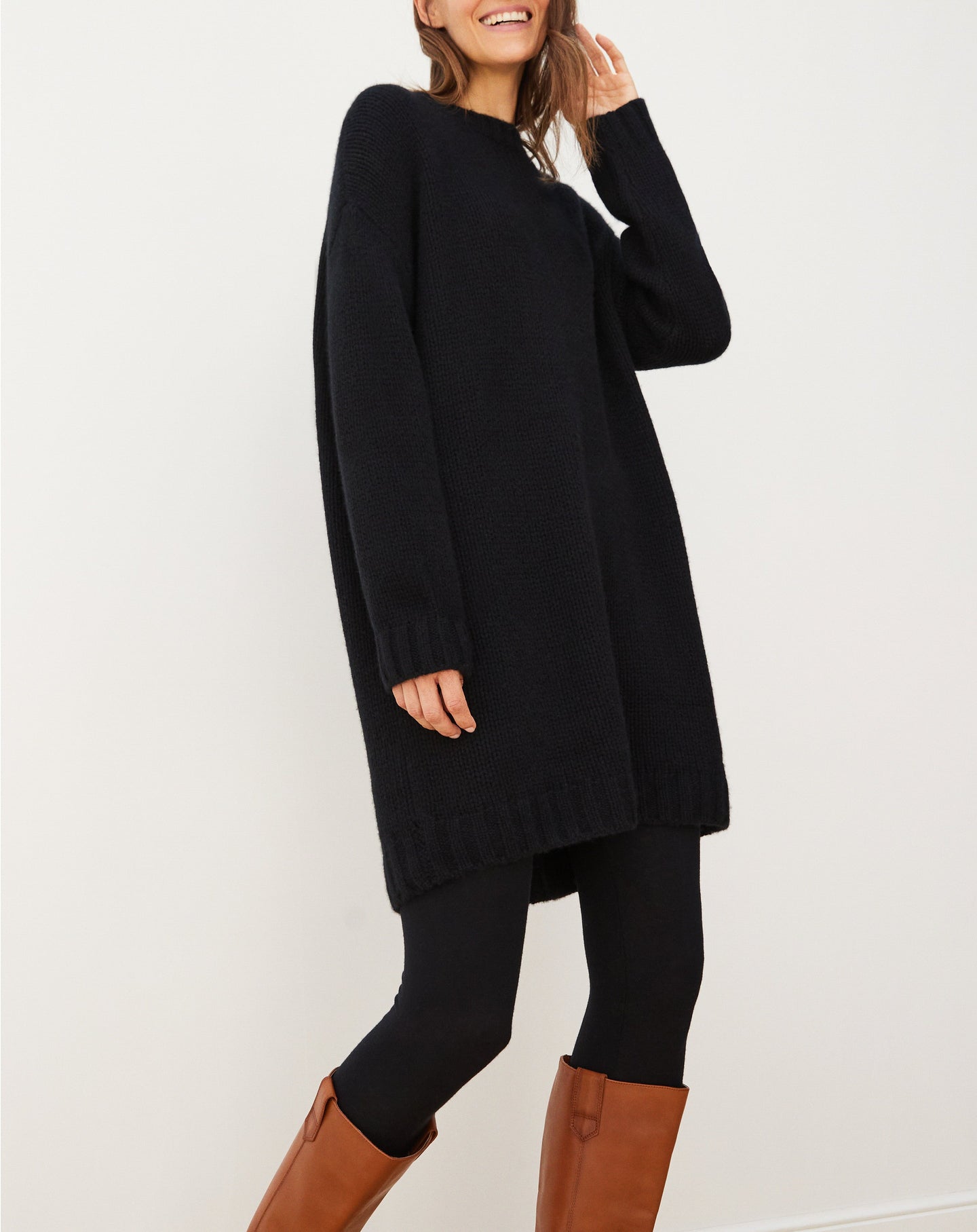 Robe Boxy en cachemire - Noir