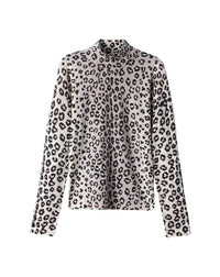 Leopard print stand-up collar in cashmere - Roche