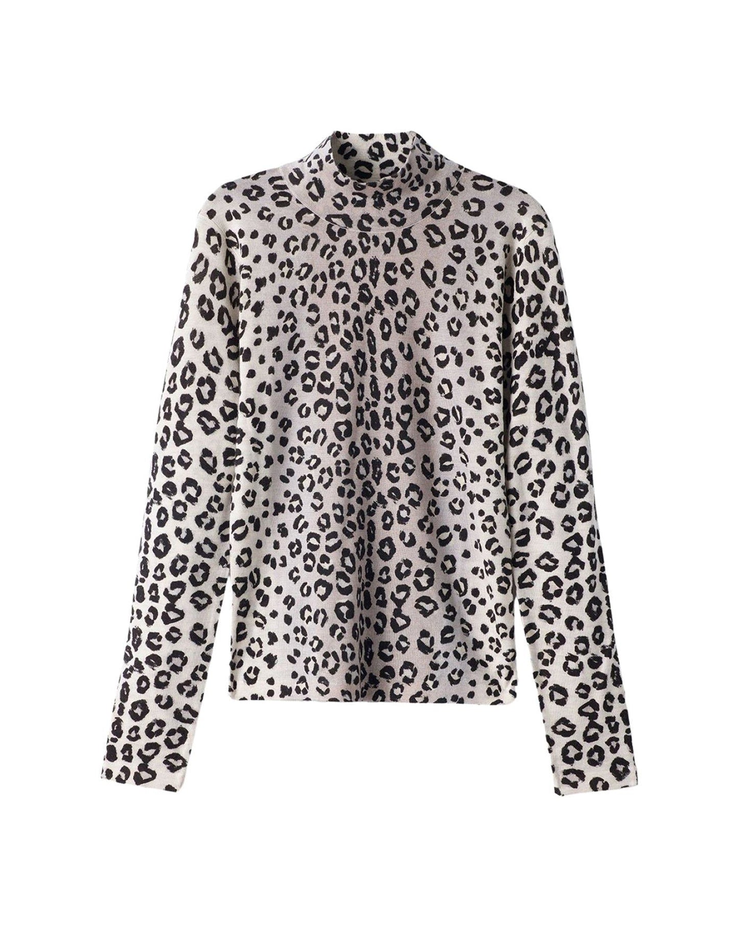 Leopard print stand-up collar in cashmere - Roche