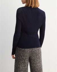V-neck jumper with fine cashmere twists - Navy