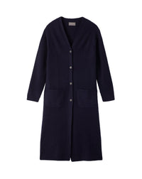 Gilet long à poches en cachemire - Marine