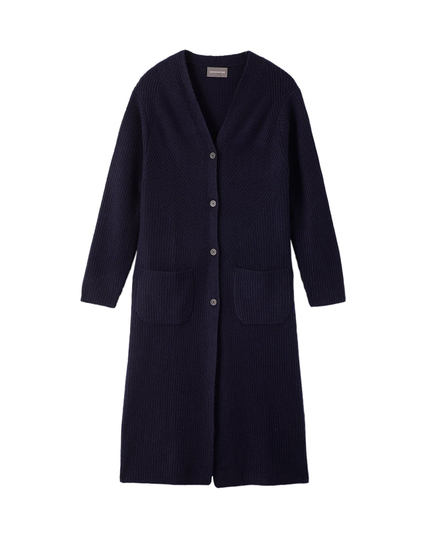 Gilet long à poches en cachemire - Marine