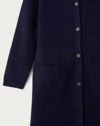 Gilet long à poches en cachemire - Marine