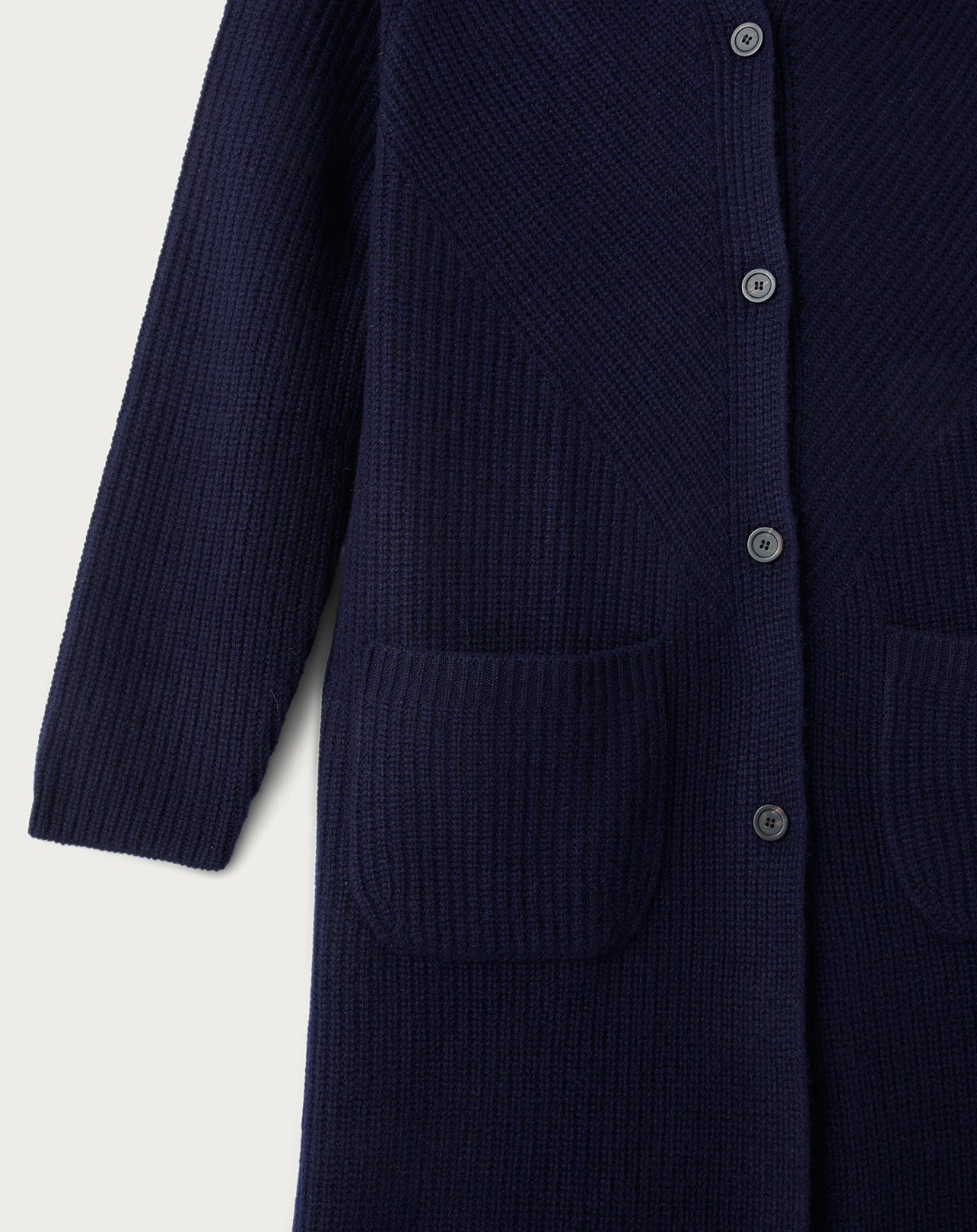 Gilet long à poches en cachemire - Marine