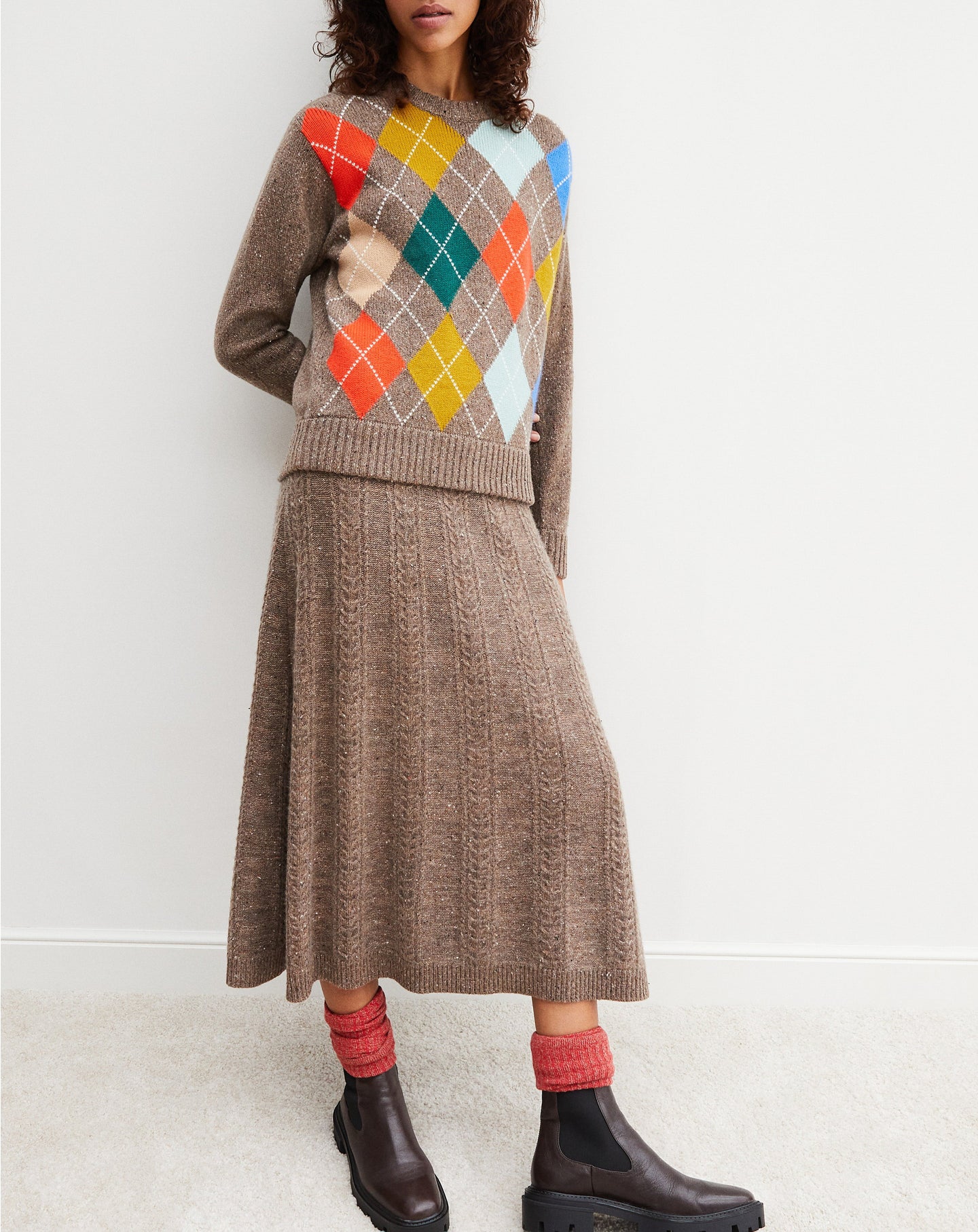 Intarsia argyle cashmere choker - Abbey Donegal