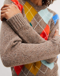 Intarsia argyle cashmere choker - Abbey Donegal