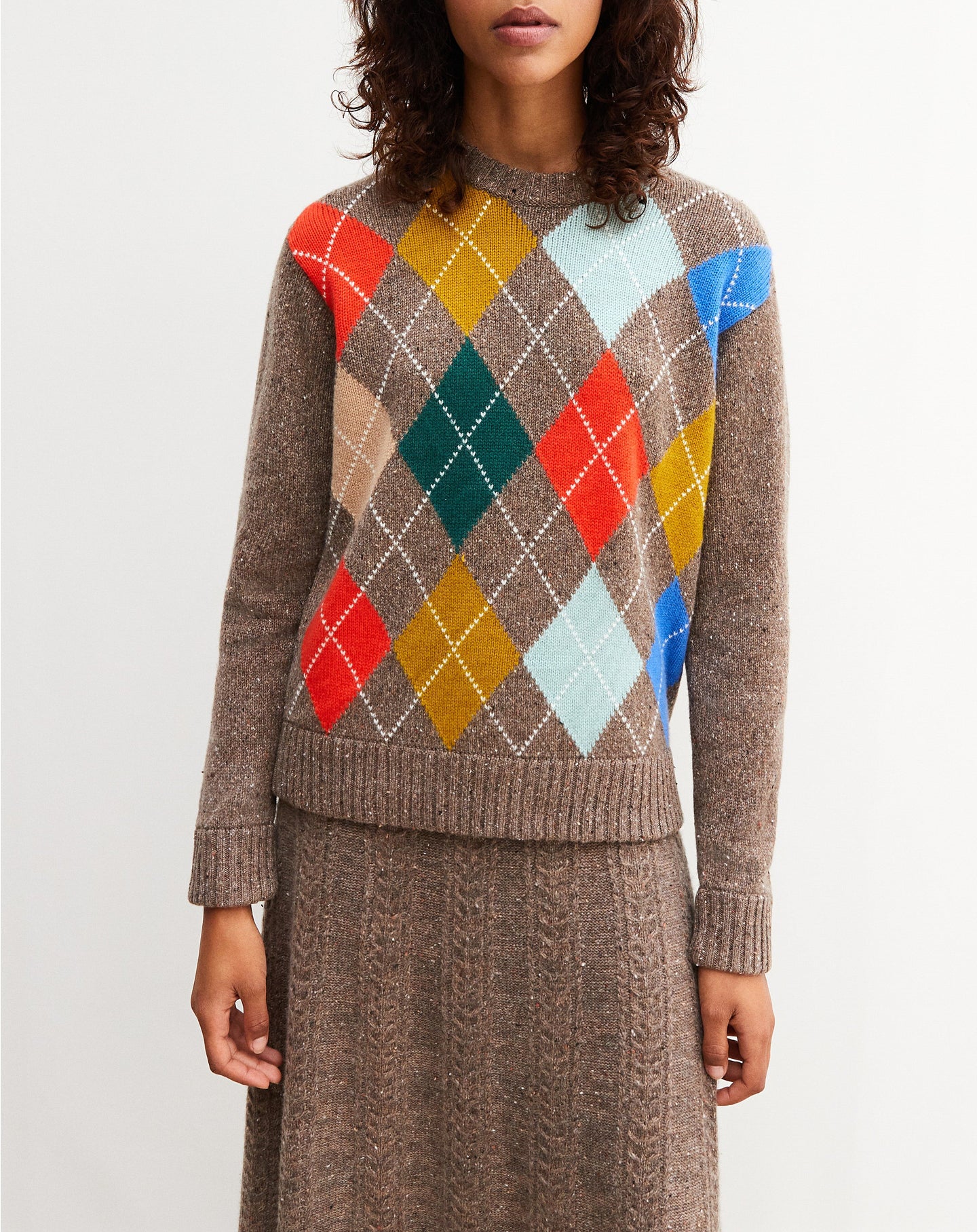 Intarsia argyle cashmere choker - Abbey Donegal