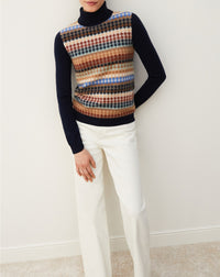 Argyle cashmere micro jacquard turtleneck jumper - Navy