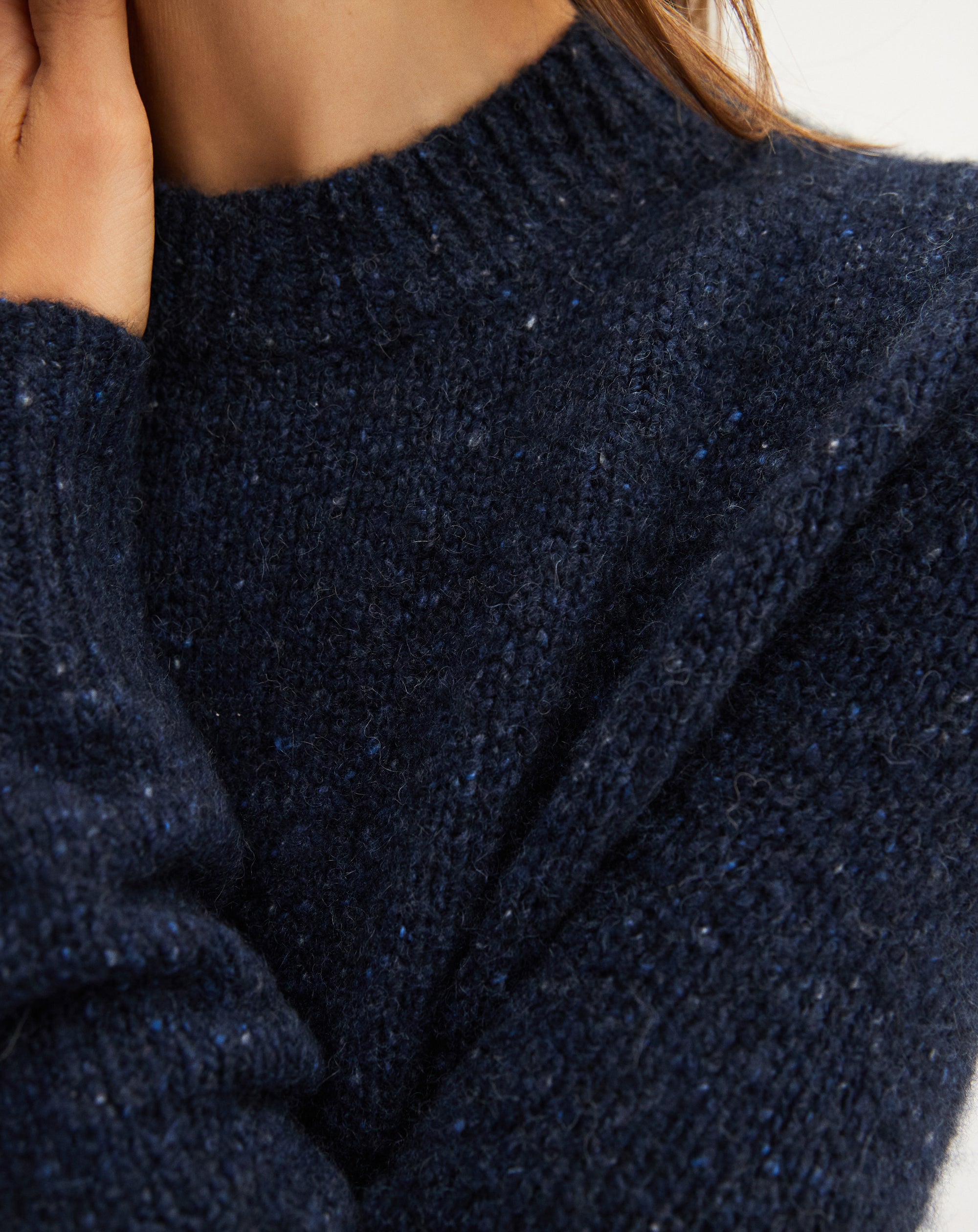 Genuine Cashmere Crew Neck Sweater - Donegal Nocturne Blue