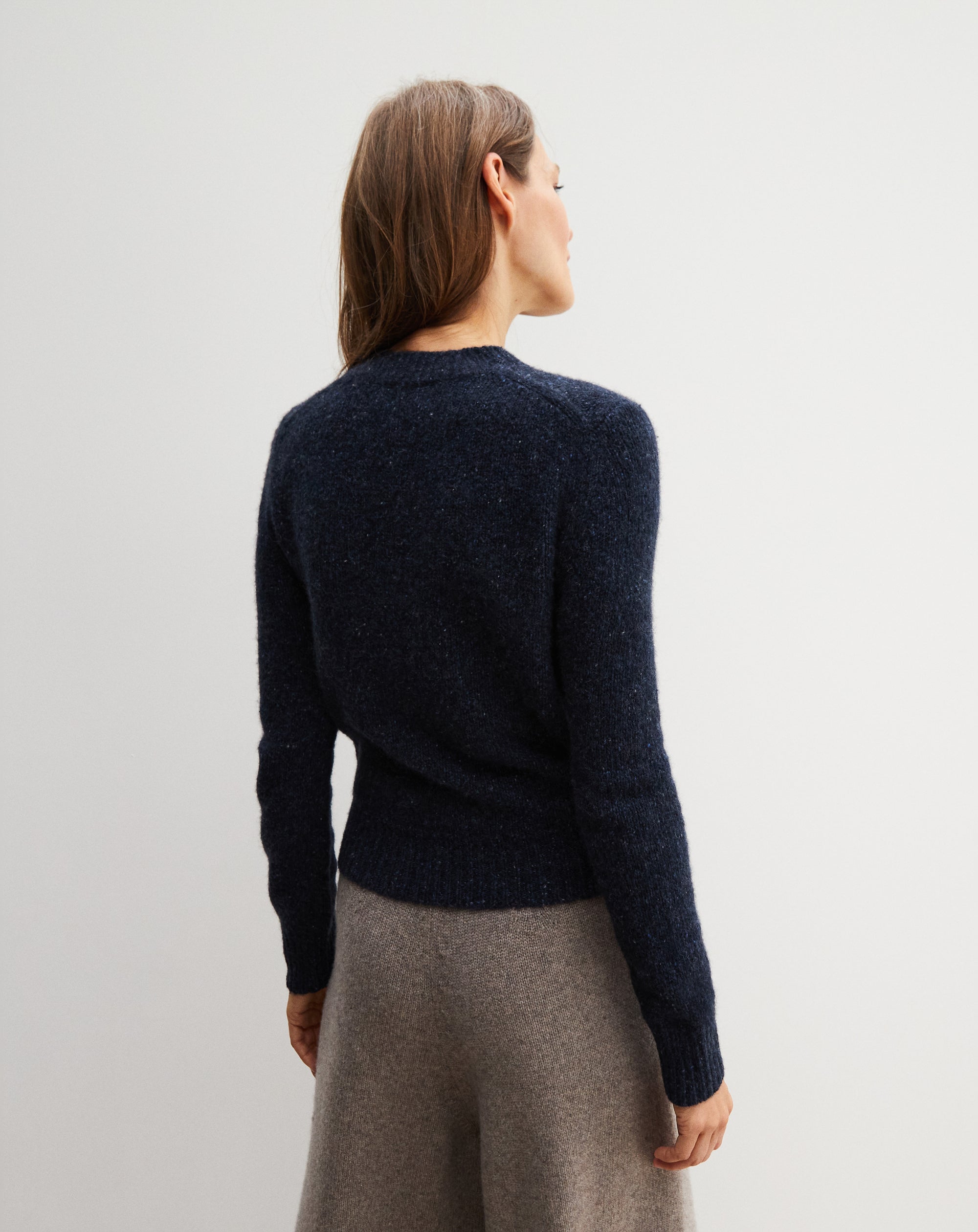 Genuine Cashmere Crew Neck Sweater - Donegal Nocturne Blue