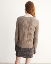 Cashmere cable-knit V-neck jumper - Millet