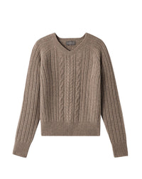 Cashmere cable-knit V-neck jumper - Millet