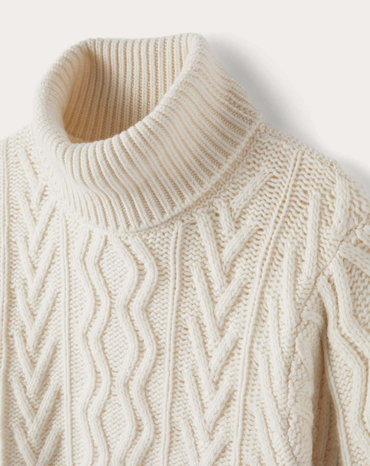 Pull col roulé ample géométrique en cachemire - Naturel