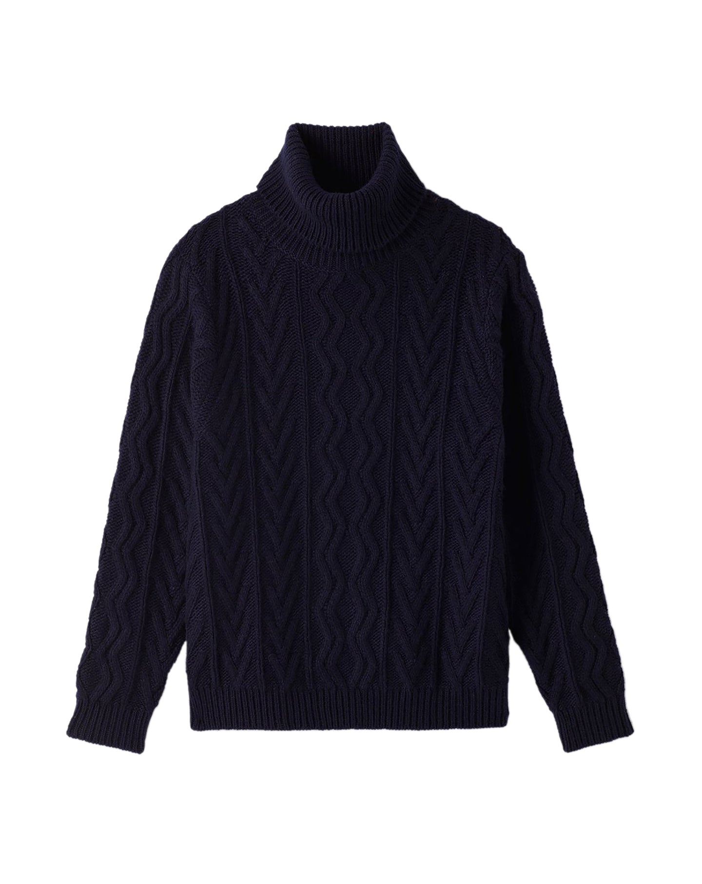 Geometric loose cashmere turtleneck jumper - Navy