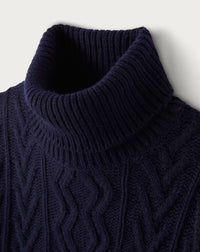Geometric loose cashmere turtleneck jumper - Navy