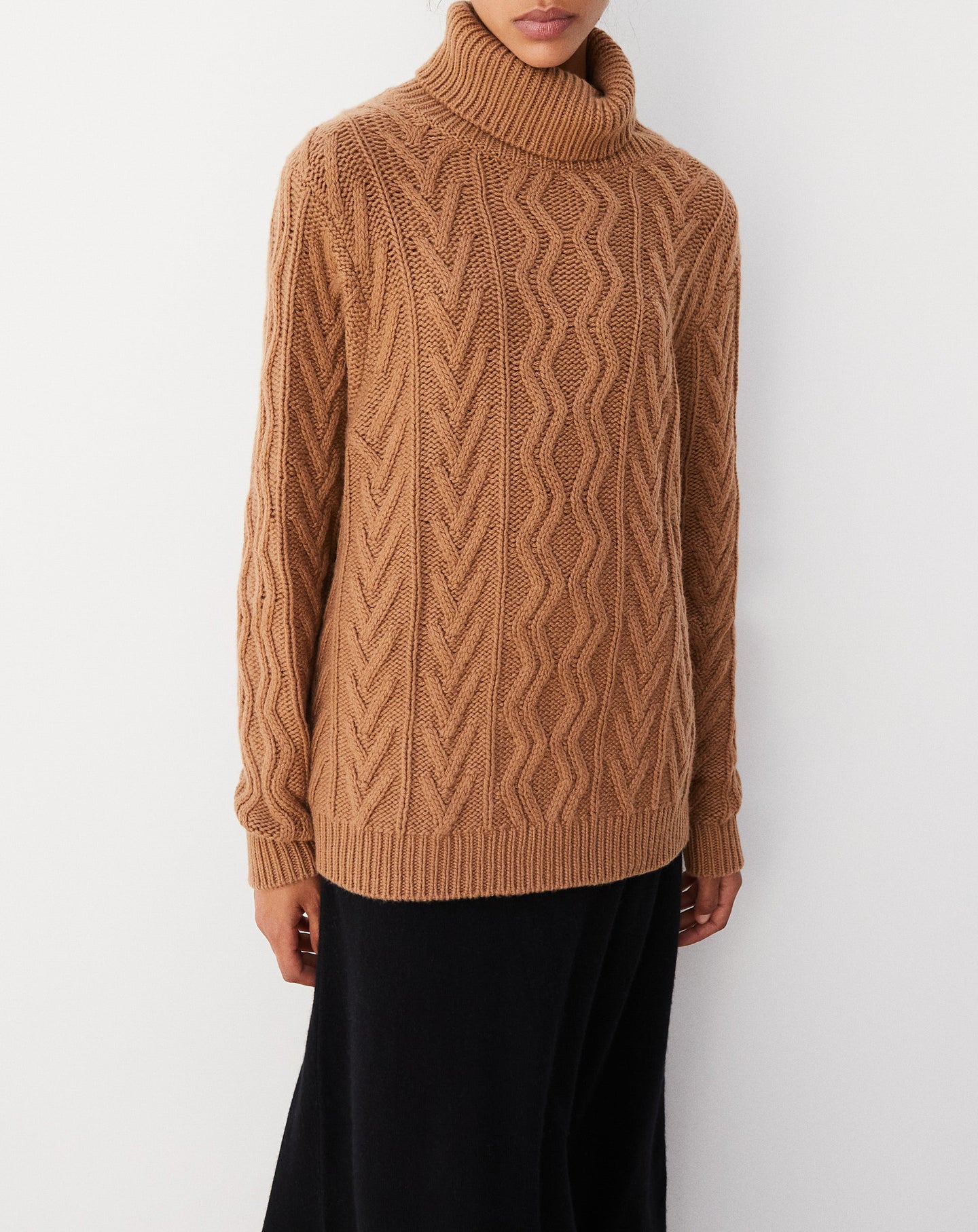 Pull col roulé ample géométrique en cachemire - Vicuna