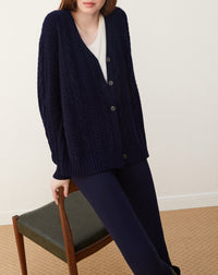 Loose-fitting cashmere cardigan - Navy