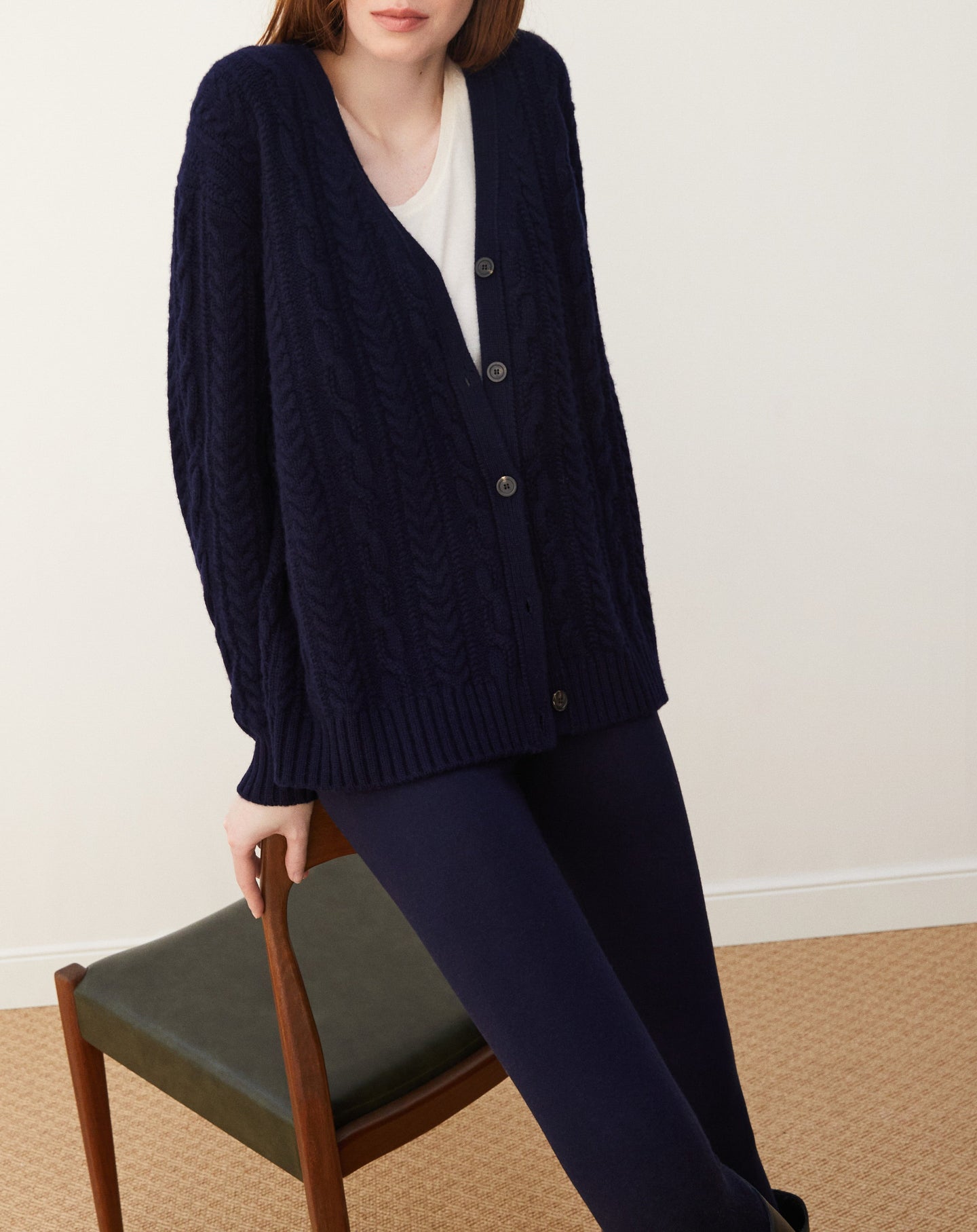 Loose-fitting cashmere cardigan - Navy