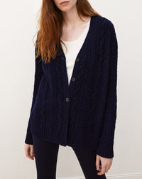 Loose-fitting cashmere cardigan - Navy