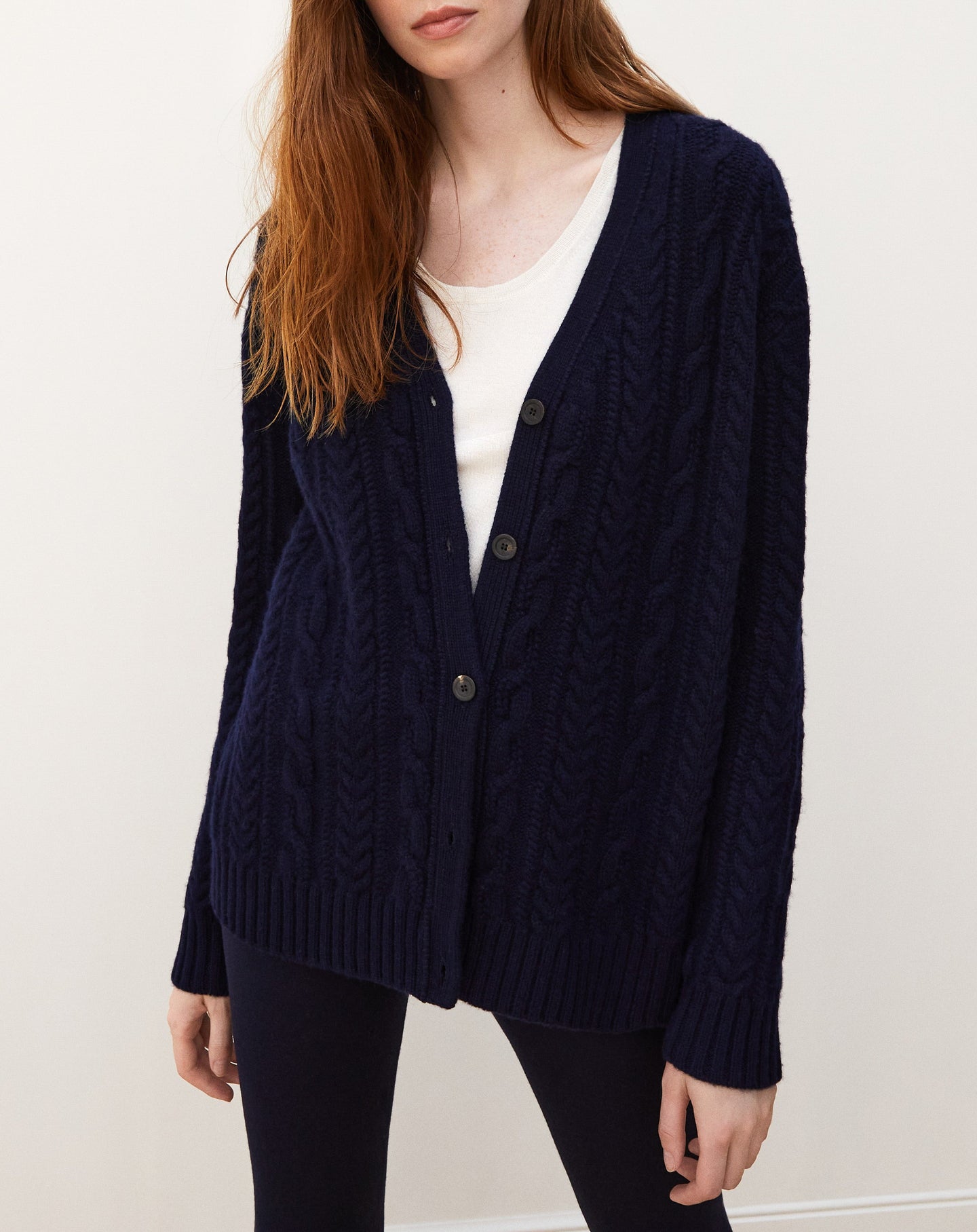 Loose-fitting cashmere cardigan - Navy