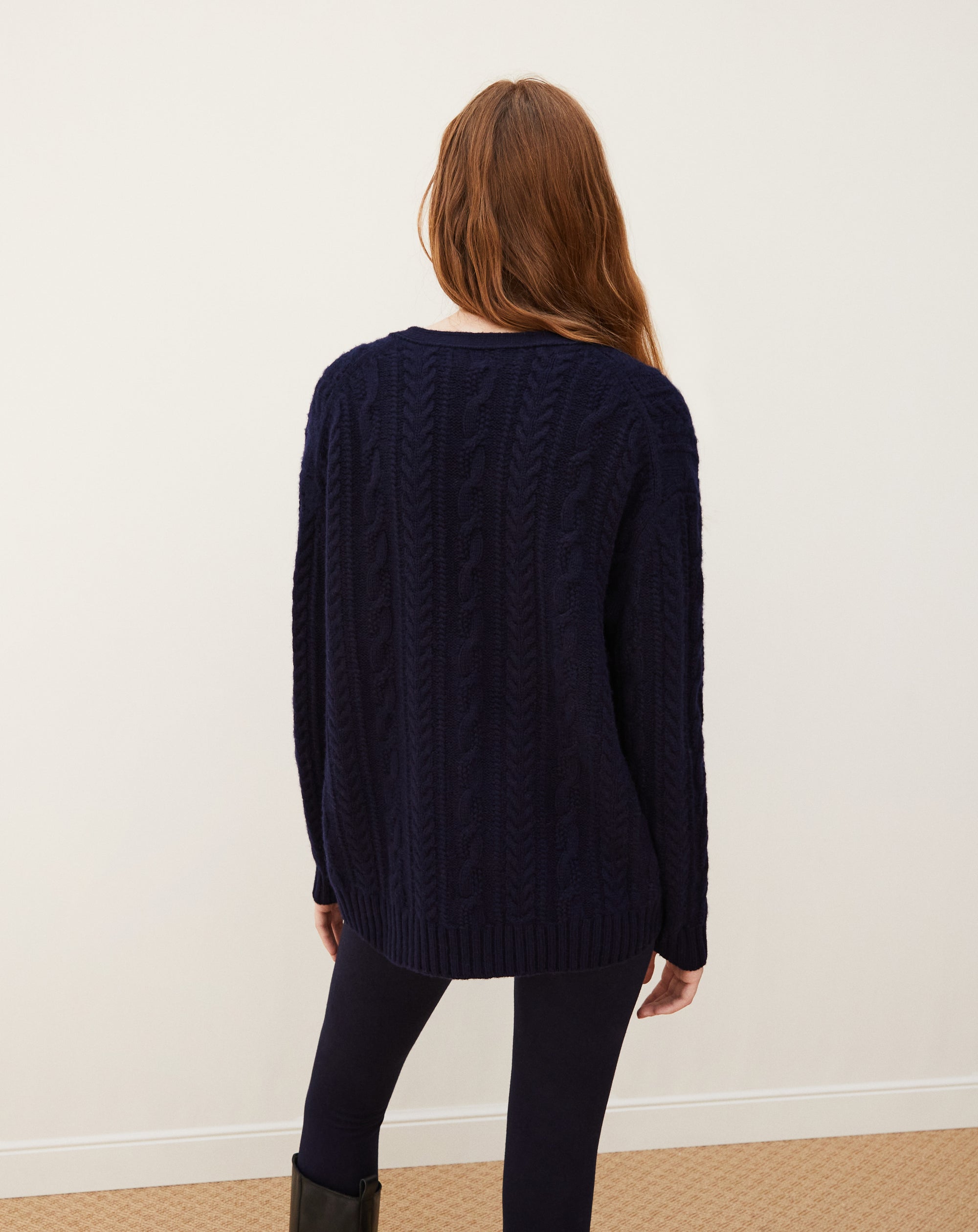 Loose-fitting cashmere cardigan - Navy
