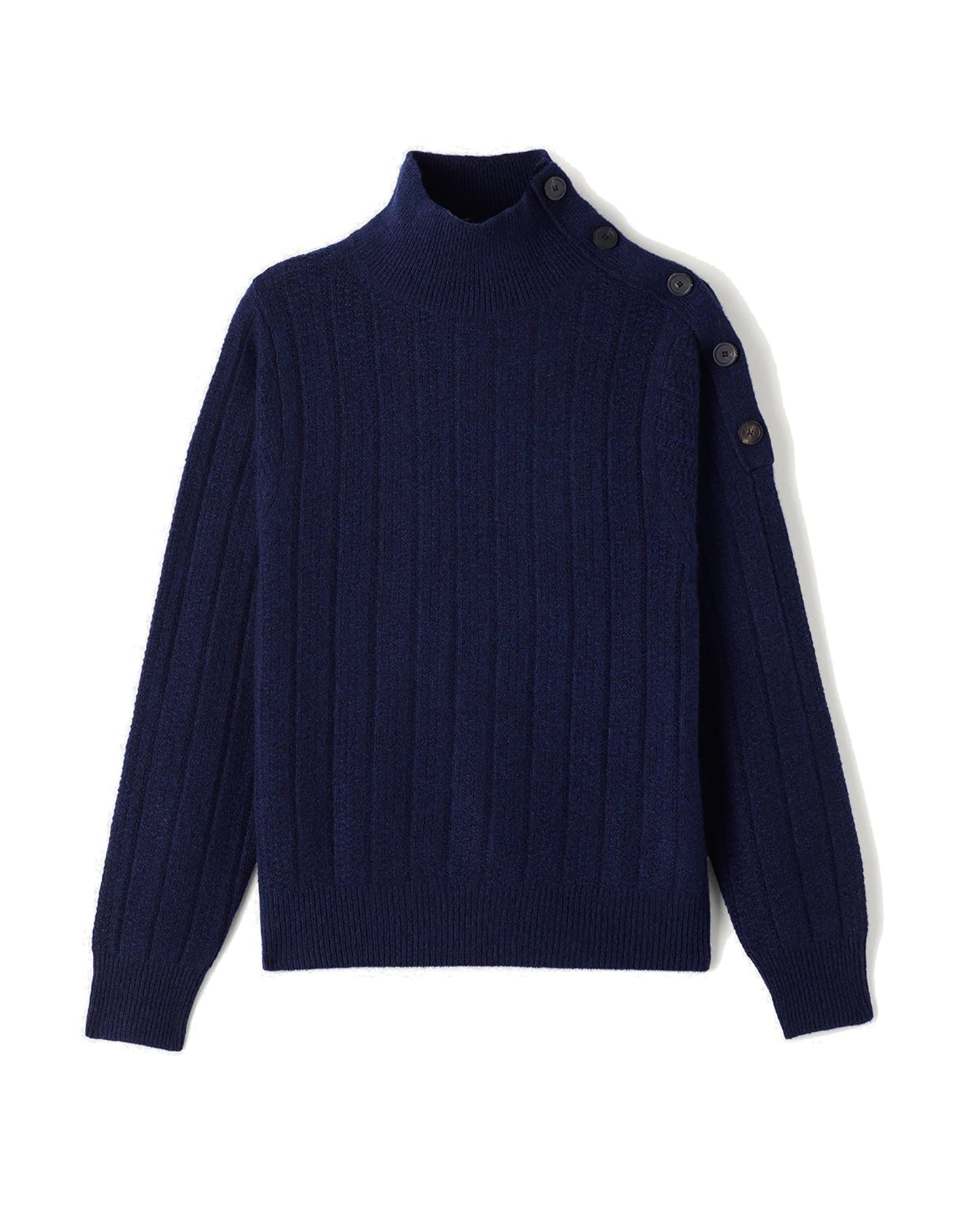Pull col montant Guernesey en cachemire - Bleu Nocturne & Marine