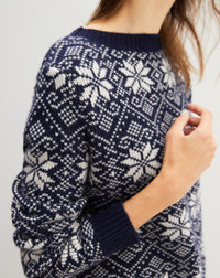 Neige cashmere jacquard collar - Navy