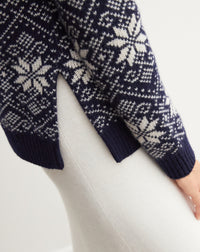 Neige cashmere jacquard collar - Navy