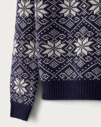 Neige cashmere jacquard collar - Navy