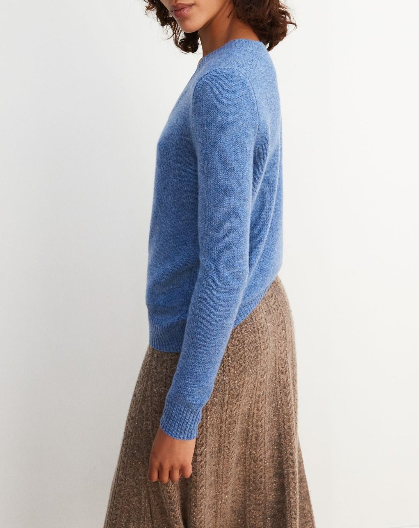 Cashmere V-neck jumper - Bleu Egée