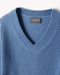 Cashmere V-neck jumper - Bleu Egée
