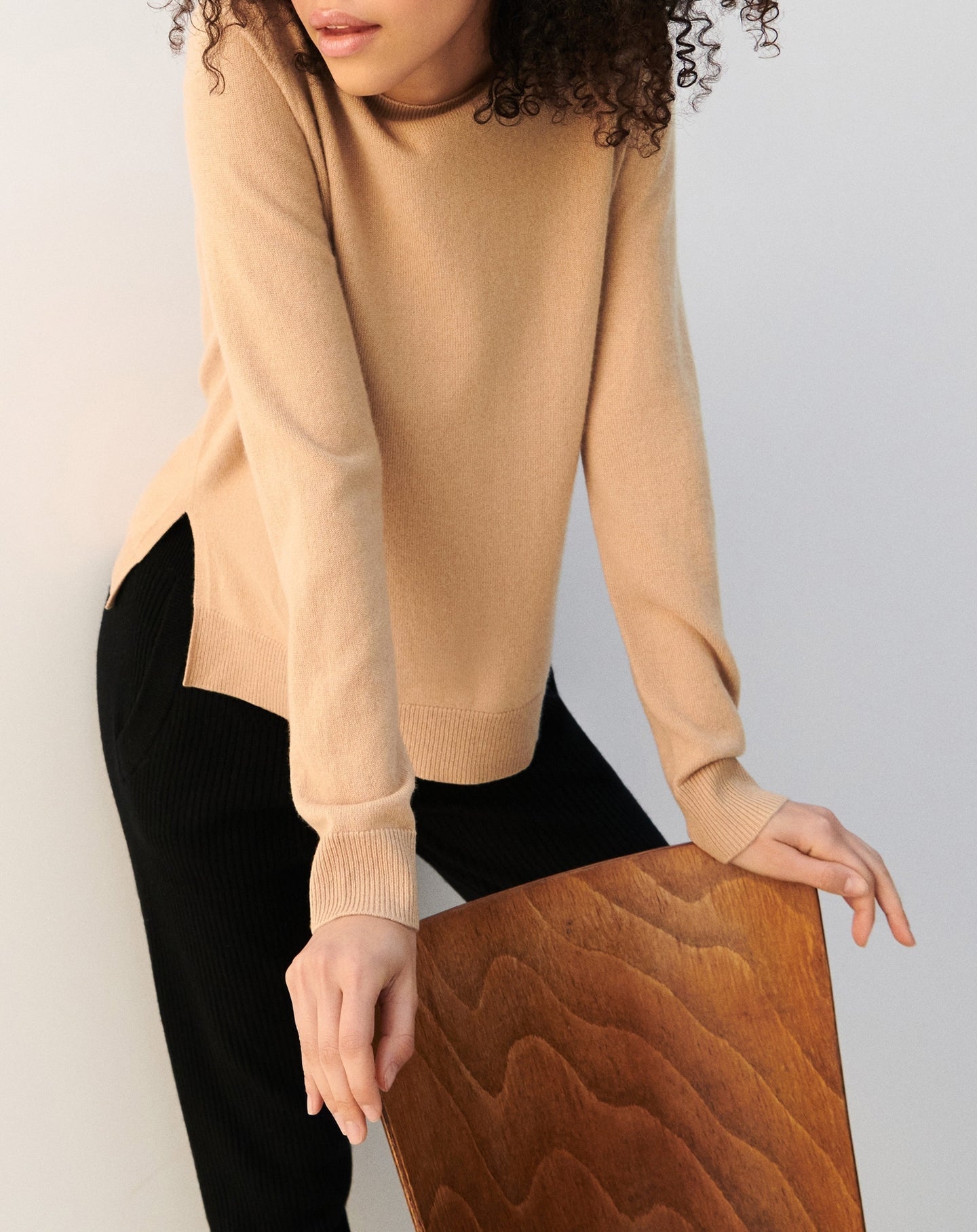 RECO130Pull col rond ample - Beige