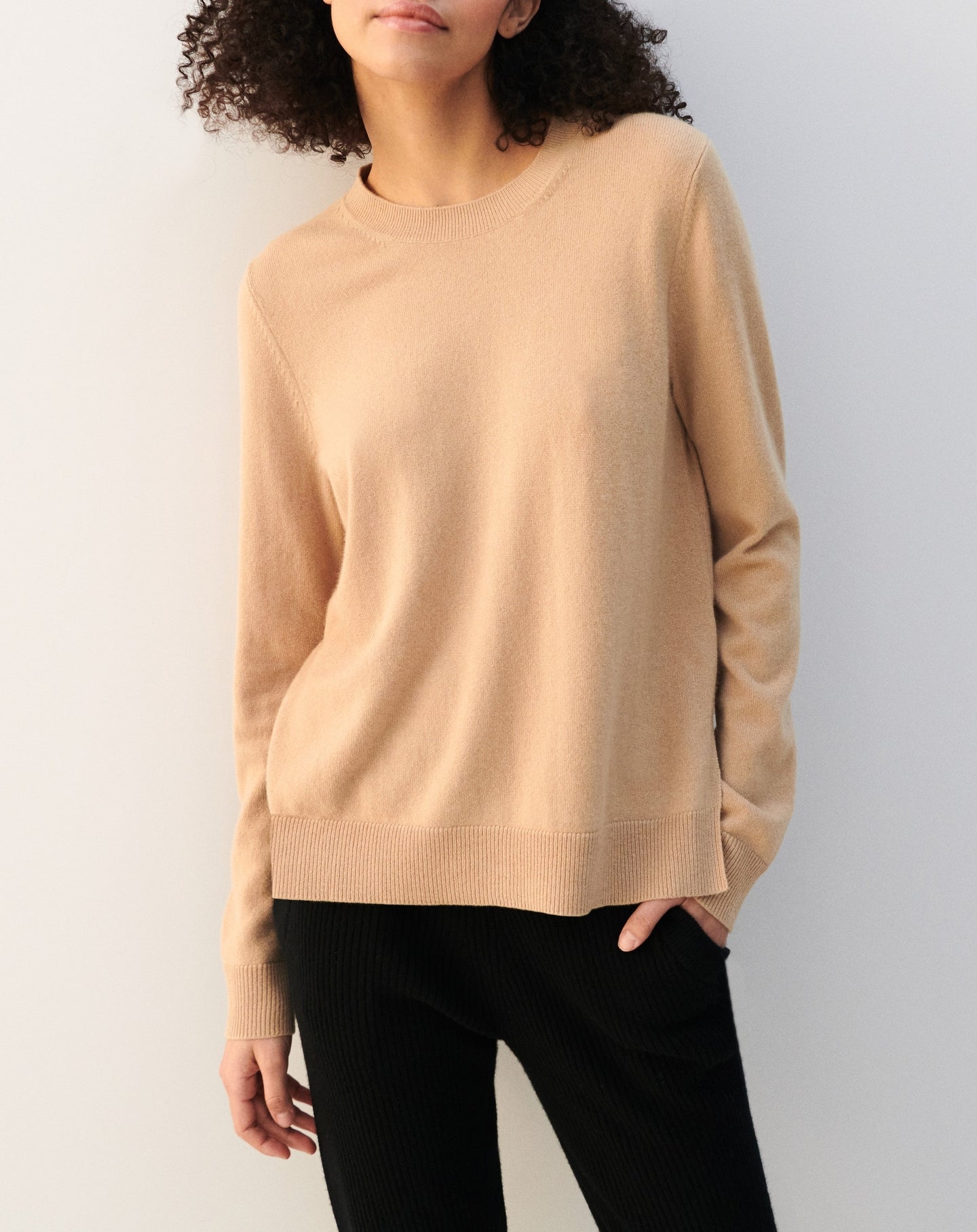 RECO130Pull col rond ample - Beige