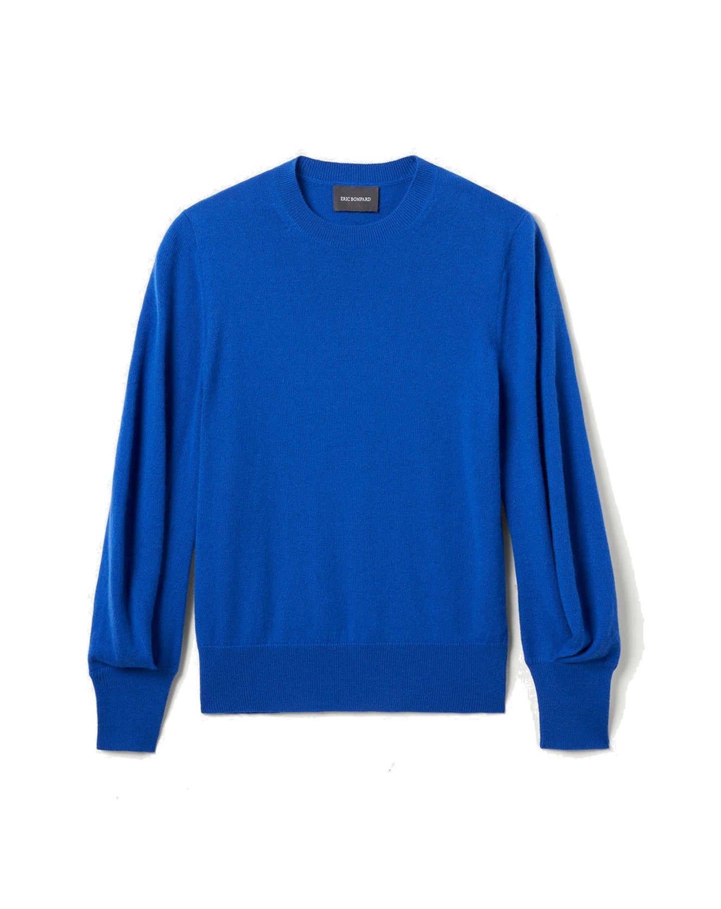 Pull ras de cou à manches ballon en cachemire - Bleu Veronique