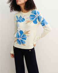 RECO90Ras de cou intarsia hibiscus - Blanc