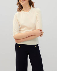 Ultra-fine cashmere 3/4-sleeve crew neck jumper - Emerald