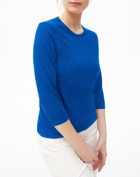 Pull ras de cou ultrafin manches 3/4 en cachemire - Aubepine chiné