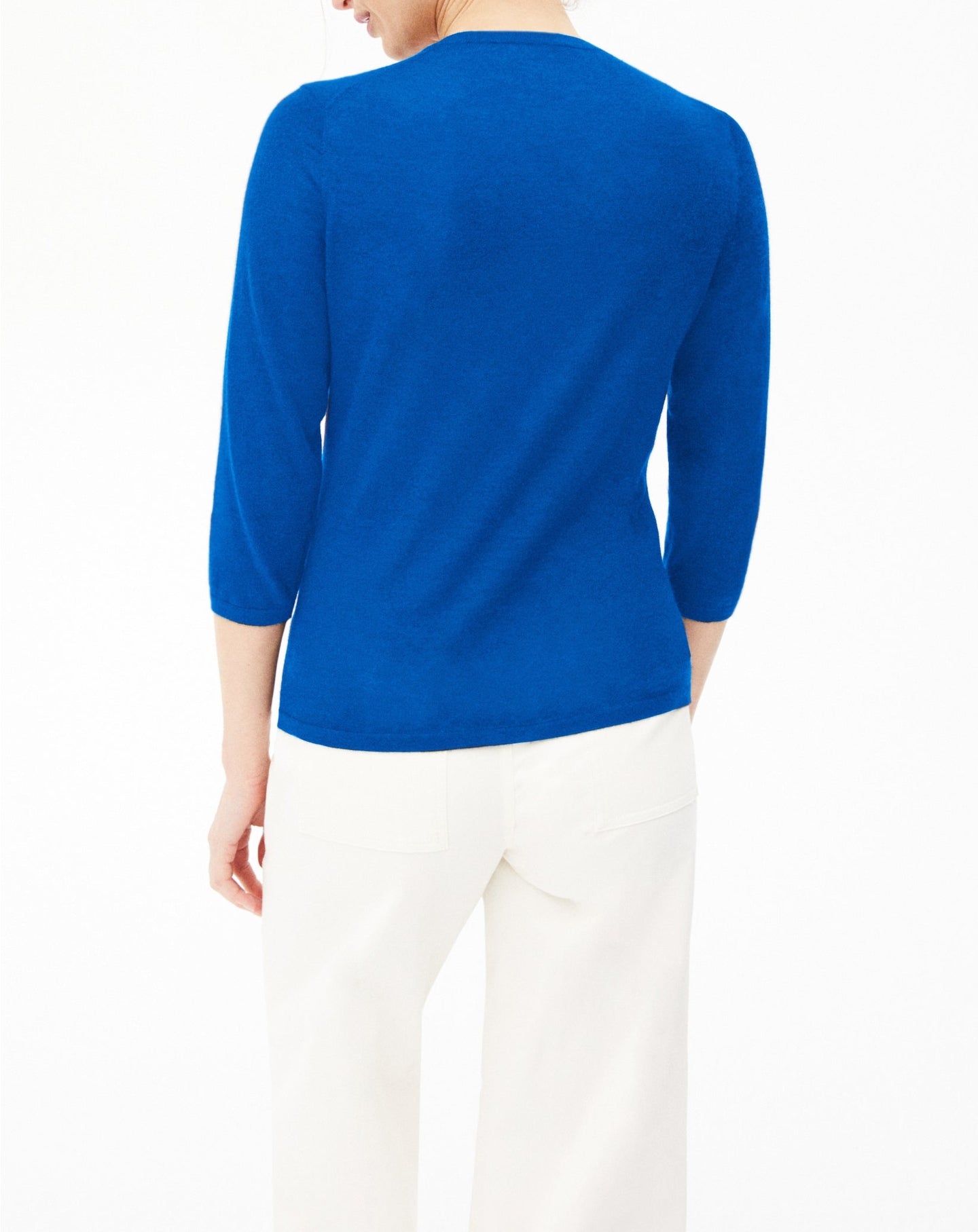 Pull ras de cou ultrafin manches 3/4 en cachemire - Aubepine chiné