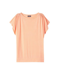 RECO100Col Bateau Ample Ultrafin Manches Courtes Fronces Épaules - Pavot