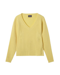 RECO155Pull V À Côtes - Jaune Buvard