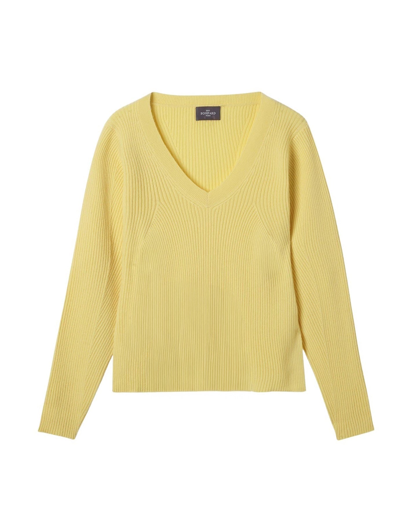RECO155Pull V À Côtes - Jaune Buvard