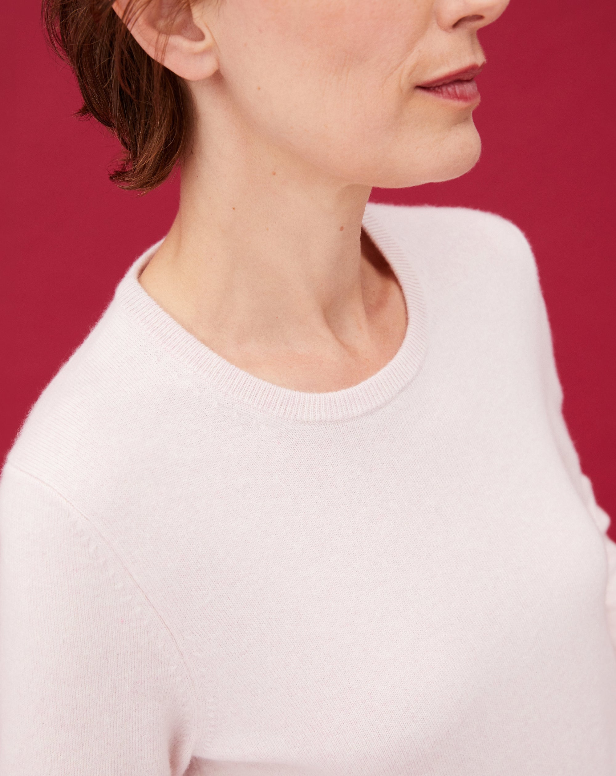 Pull ras de cou classique en cachemire - Aubepine chiné