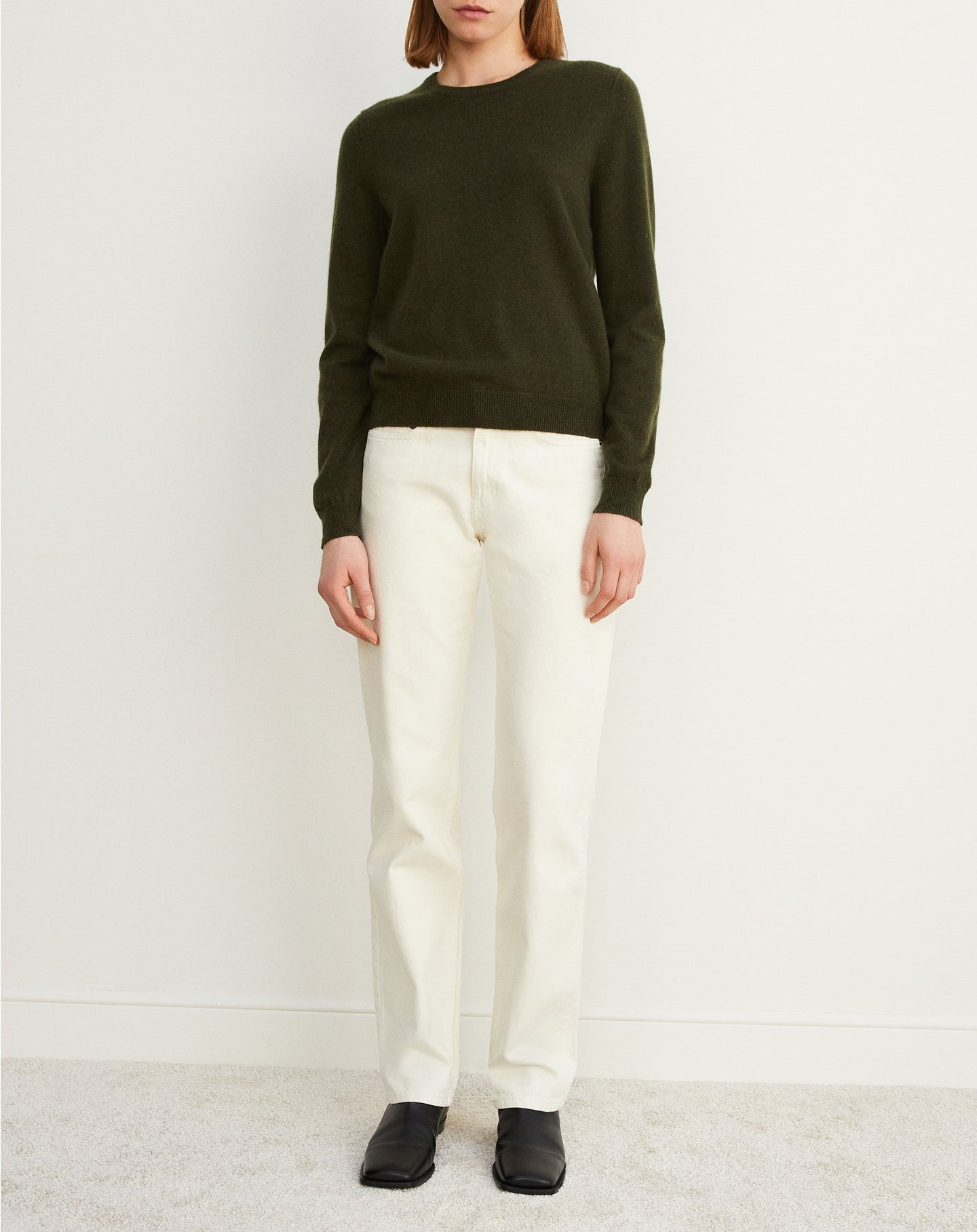 Classic cashmere crew neck jumper - Kale