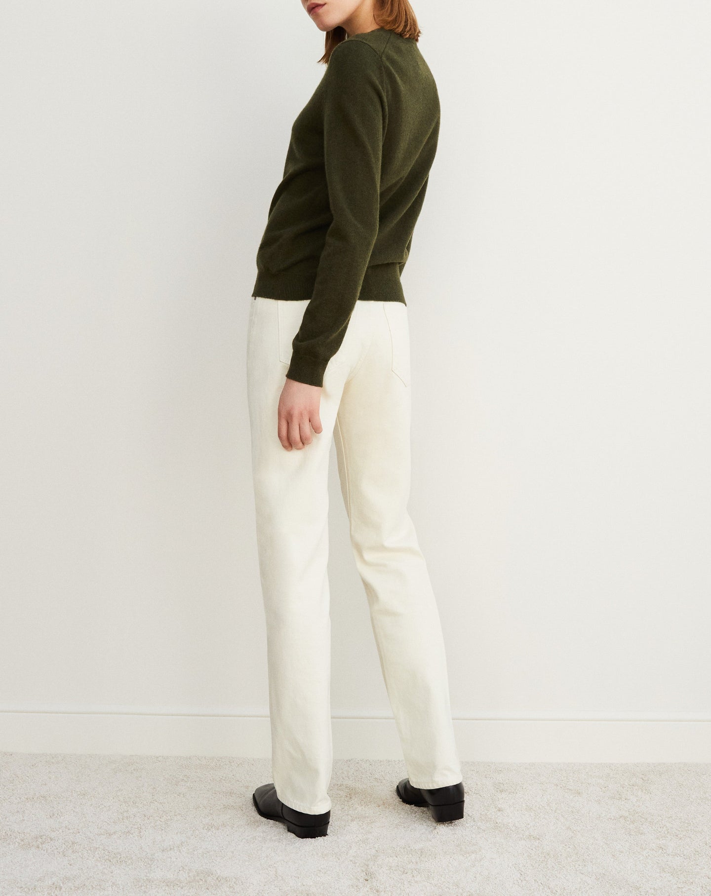 Classic cashmere crew neck jumper - Kale