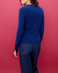 Pull cintré à fentes en cachemire et soie - Royal