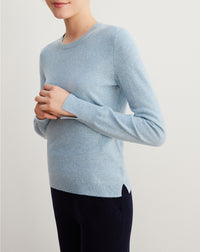 Slim-fit cashmere and silk slit crew neck jumper - Jean