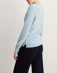 Slim-fit cashmere and silk slit crew neck jumper - Jean